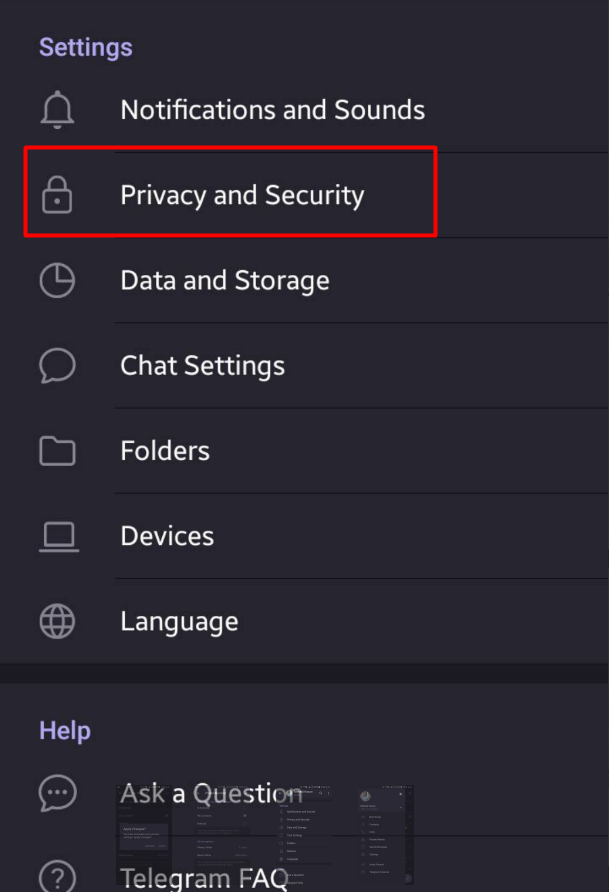 Click on Privacy and Security