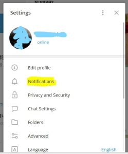Telegram notifications settings