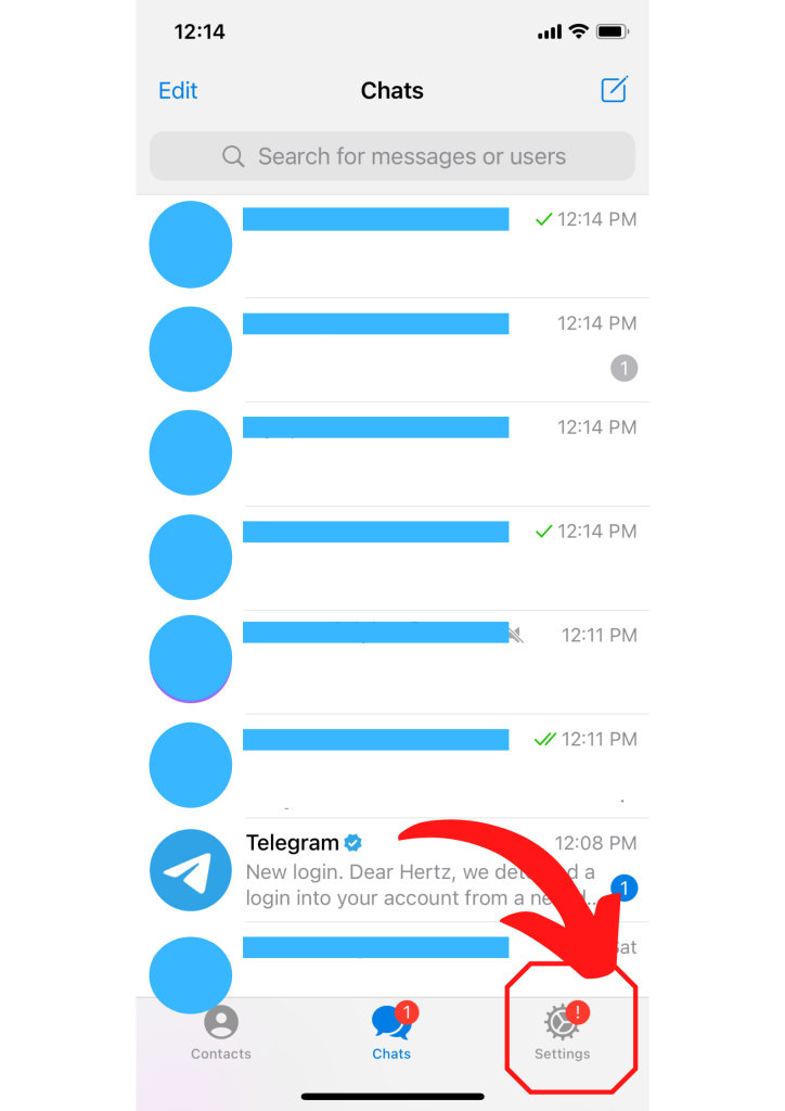 Delete Telegram account: iPhone