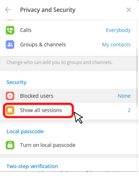 Check Telegram active sessions