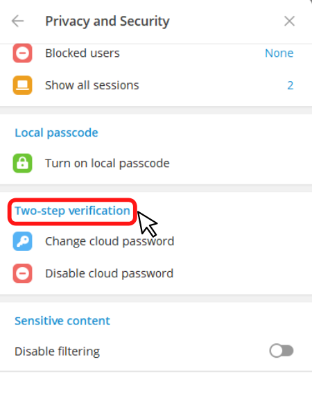 Secure your Telegram account with telegram two-step verification